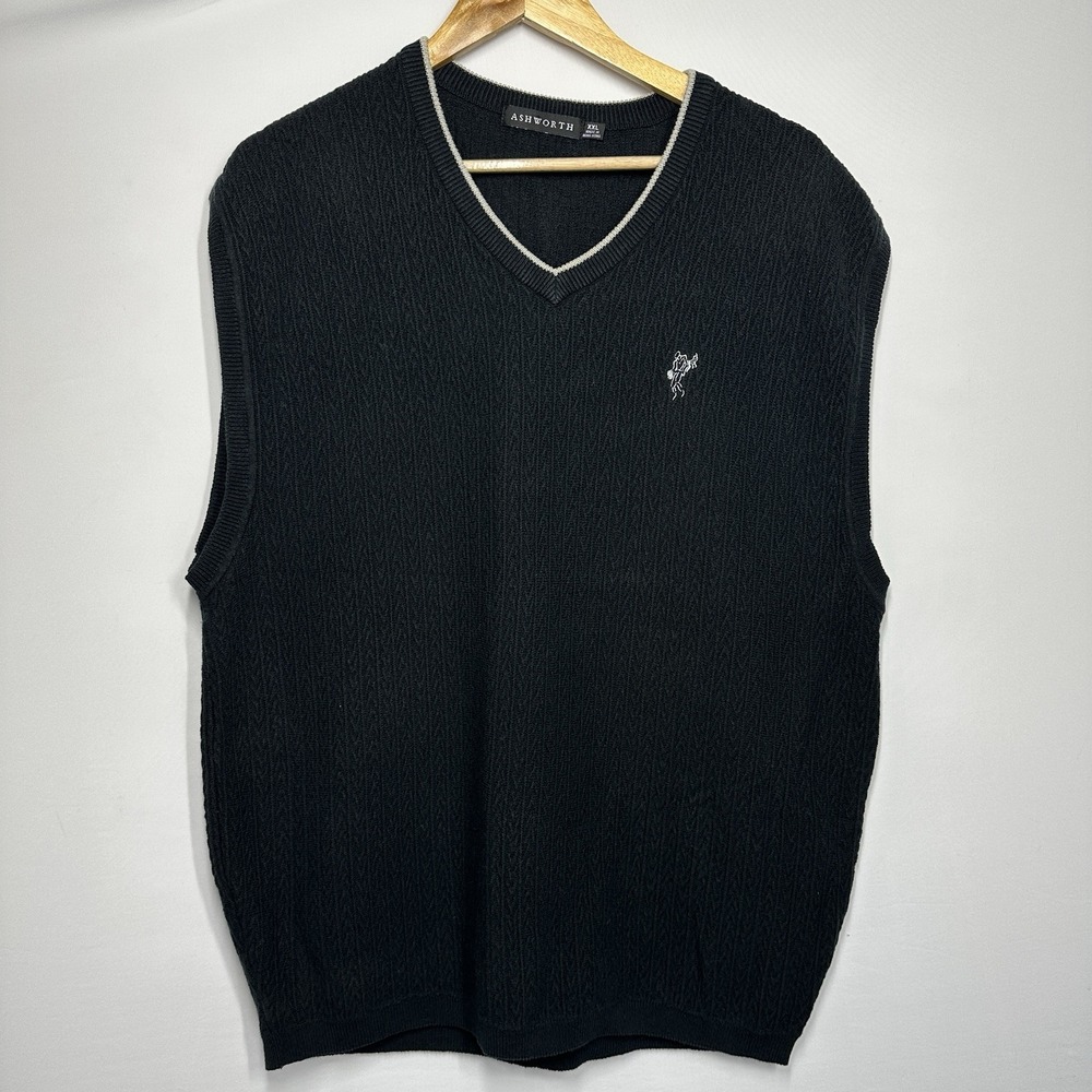 Vintage Ashworth Golf V Neck Sweater Knit Vest 2XL Grandpacore Preppy Mens